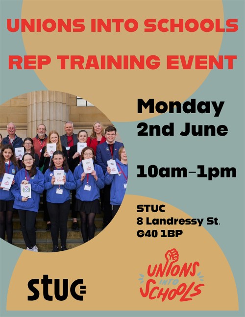Unions into Schools June 25 rep training flyer